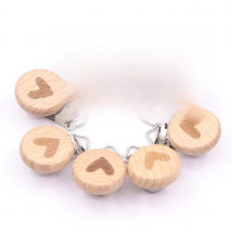 5PcS Lovely Wooden Pacifier Chain Natural Beech Wood Baby Pacifier Clips DIY Dummy Clips Accessory