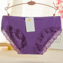 New Arrivals Fresh Modal Mid-Rise Elasticity Candy Color Women Lace Briefs Underwear Lady Underpants Knickers Panty XL Accessory