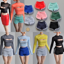1/6 Scale Female Figure Accessories Clothes Open Chest T-shirt Short Bottoming Shirt Pants Leather Skirt Model for 12'' Body