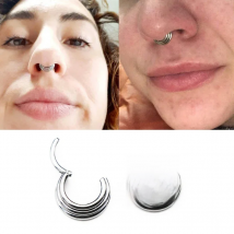 316L Surgical Stainless Steel Segment 3 Layer Septum Nose Rings Hoops for Women Clicker Tragus Helix earrings body Piercing 1pc