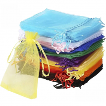 Wholesale 50pcs/lot  Adjustable Organza Bag 5x7cm 7x9cm 9x12cm 10x15cm Drawstring Jewelry Packaging Candy Wedding Gifts Pouches