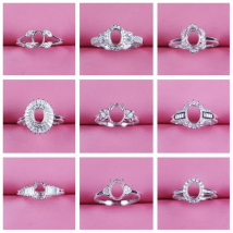 oval shape adjustable ring base silver 925 diy gemstone jewelry setting findings 5*7 6*8 women fashion  A