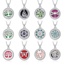 Tree Hollow Out Aromatherapy Diffuser Necklace Jewelry Perfume Locket Pendant Essential Oil Scent Locket Necklace With Pads