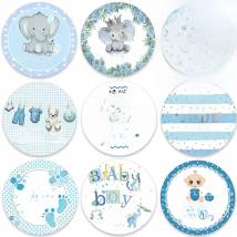 Welcome Baby Boy Stickers Labels Cute Little One Elephant Decor Stickers Welcome New Born Gender Reveal Baby Shower Decor