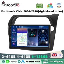 Podofo Wireless Carplay Android Car Radio For Honda Civic 2006-2010 GPS Multimedia Player Navi Head Unit Stereo GPS BT FM RDS