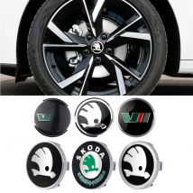 56/60/65/68mm Aluminum Logo Car Wheel Center Hub Cap Stickers For Skoda Octavia A5 A2 VRS Vision Kodiaq Rapid Fabia VII Superb