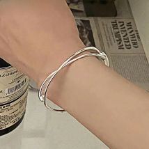 Foxanry Minimalist Silver Color Bracelet for Women Couples New Fashion Creative Design Cross Geometric Handmade Party Jewelry