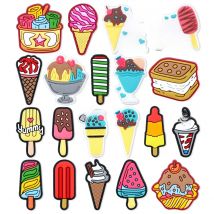 Cute Ice Cream Shoe Charms Pin for Crocs Accessories Charms Clogs Bubble Slides Shoe DIY Decoration Buckle Kids Party Gifts
