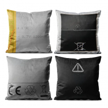 Gaslight Gatekeep Girlboss Set of 4 Bulging Lithium Ion Battery Warning Throw Pillow Cushion Covers Pillowcases 45cm x 45cm