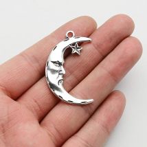 10pcs/lot--42x26mm,Moon Charm Star Starry Sky  Charms ,Antique Silver Plated Pendant,DIY Jewellery Making Finding Supplies
