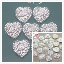 50pcs/lot 17x18mm ivory/white heart flower pearl Beads ABS Resin Flatback Simulated pearl Beads Jewelry DIY Accessories