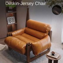 Realife Vintage Oil Wax Leather Single Chair Casual Home Sofa Lounge Chair Retro Removable Washable Sofa All Solid Wood Base New