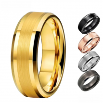 6mm 8mm Men Women Tungsten Wedding Band Popular Ring Beveled Polished Brushed Comfort Fit
