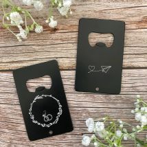 Wedding Souvenirs for Guests Personalized Wedding Favors Black Metal Bottle Openers Laser Engraving