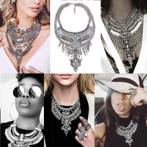 Boho Ethnic Statement Big Choker Necklace Women Vintage Maxi Multilayer Pendant Women's Large Collier Coin Collar Necklace