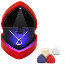 Heart Shape LED Light Necklace Pendant Bracelet Anklet Holder Box Proposal Wedding Band Display Storage jewelry box
