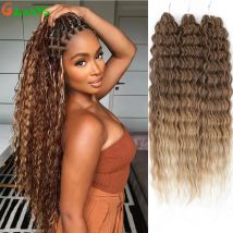 3Pcs Crochet Braids Ombre Brown 300g 22‘’ Ariel Deep Water Wave Blonde White Ombre Grey Bundles High Temperature Synthetic Hai