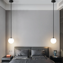 Nordic Milky White Glass Pendant Lights for Bedroom Bedside Ligting Gold Black Creative Bar Ceiling Hanging Lamp for Dining Room
