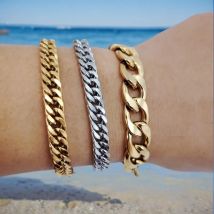 LUXUKISSKIDS Chunky Miami Curb Chain Bracelet for Men/Woman Stainless Steel Cuban Link Chain Wristband Classic Punk Male Jewelry