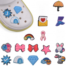 PVC Shoe Charms Cartoon Diamond Shoe Accessories Rabbit Shoe Decoration Rainbow Shoe Buckles for Clog Sandals X-mas Gifts