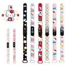 Hello Kitty Digital Watch Anime Sanrio Melody Student Silicone Electronic LED Wristband Kids Puzzle