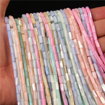 Colorful Natural Freshwater Shell Tube Beads Dyed Mother of Pearl Shell Loose Beads for Jewelry Making DIY Bracelet Necklace 15"