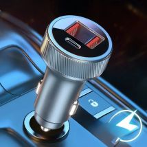 QOOVI 80W Car Charger PD USB Type C Dual Port USB Mobile Phone Fast Charging For iPhone 14 Xiaomi Samsung iPad Laptops Tablets