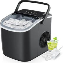 Macchina per cubetti di ghiaccio piccola nera, 9 dadi in 6 minuti, 12 kg/24 ore, autopulente e portatile per cucina/ufficio/bar