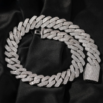 UWIN 20mm Miami Prong Cuban Chain Necklace 3 Rows Micro Pave Iced Out Round Cubic Zirconia Link Fashion Hip Hop Jewelry for Gift