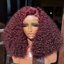 Burgundy Red #99J Curly 13x4 HD Lace Front Wig Short Bob Wigs 250% Density 100% Human Hair Lace Wigs Curly Bob Wigs For Women