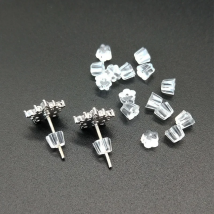 100pcs Plum Shape Clear Soft Silicone Rubber Earring Backs Plug Cap Hooks Stoppers Ear Post Nuts DIY Jewelry Earring Accessories