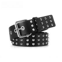 SupSindy Men Leather Belt Punk Metal Rivets Pin Buckle Luxury Belts for Women Jeans Waistband Rock Motorcycle Hip Hop Male Strap