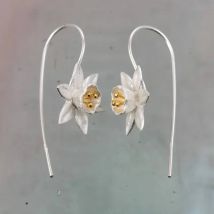 2020 Vintage Ethnic Style Daffodil Drop Earring Silver Color Flower Dangle Earrings For Women Engagement Wedding Fashion Jewelry