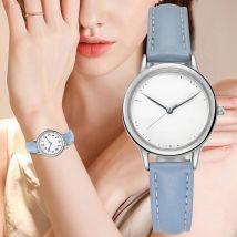 Leisure Fashion Women Quartz Watch Easy to Read Arabic Numerals Simple Dial PU Leather Strap Lady Candy Color