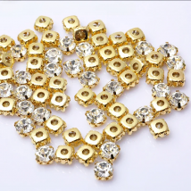 RESEN  Top Quality 3-10mm Crystal Glass Sew On Rhinestones With Gold Claw White Color Gold Base Sewing Stones DIY  Decoration
