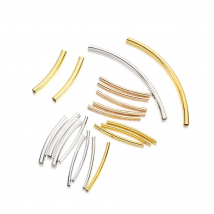 50-100Pcs 25-30 mm Stripe Copper Curve Tube Spacer Beads  Bracelet Connectors For DIY Jewelry Crafts Making Necklace Supplies