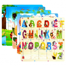 Baby Toys 20Piece Wooden Puzzle Cartoon Animal Vehicle 3D Jigsaw Puzzle Game Montessori  Educational Toys For Children Gifts