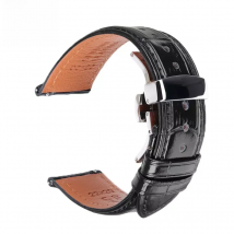 Fashion Brown Black Leather Watch Strap 18mm 20mm 22mm 24mm Men Women Watchband Universal Butterfly Buckle Watch Band Bracelet