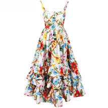 MoaaYina Fashion Designer Runway Dress Spring Women Spaghetti strap Backless Floral Print Ball Gown Cascading Ruffle Beach Dress
