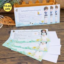Lote de 10 a 60 unidades de Invitación comunión, 2 colores, Tarjetas invitación comunión niña y comunión niño, Con sobre de papel couché, Detalle para regalar a invitados,Detalles originales
