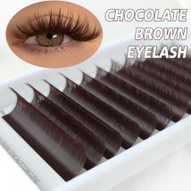 CoMango Braune Wimpernverlängerung, einzelne falsche Wimpern, superweiche Mix8-15-Wimpern, natürliches braunes Volumen, flauschige Wimpern