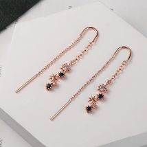 CIAXY Asymmetrical Blue Starry Star Drop Earrings Female Dazzling Micro-inlaid Zircon U-shaped Earring Fashion Jewelry