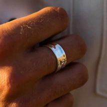 eManco Stainless steel Gold-plated Fashion Wide Ring Simple punk style Suitable for men to wear Fine Jewelry