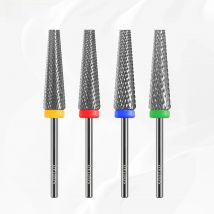 HYTOOS Flat Top 5 in 1 Nail Drill Bit 24mm Long Carbide Tapered Nail Bits Electric Drill Accessories Gel Polish Removal Tool