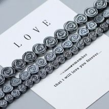 WLYeeS Special-shaped Natural Black Hematite Roses Flowers Coin Flat Round Loose Beads For DIY Jewelry Earring Pendant Making