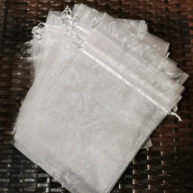 100pcs/lot 5x7 17x23 35x50cm Big White Organza Bags Drawstring Pouches For Jewelry Beads Wedding Party Gift Packaging Bag Logo