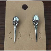 Gothic Hummingbird Stud Goth Raven Brincos Bohemian Crow Bird Skull Earring Long Beak Punk Jewelry