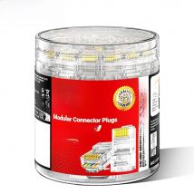 AMPCOM RJ45 Modular Plug Pass-Thru CAT6 Connector for 23-26 AWG Cable UTP Gold Plated 8P8C Crimp End for Ethernet Cable 100PCS