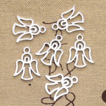 30pcs Charms Hollow Guardian Angel 20x12mm Antique Bronze Silver Color Pendants DIY Making Findings Handmade Tibetan Jewelry