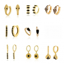 Variety Black Color Zircon Series Hoops Drops Earringfor Women Gold Color Piercing Earrings Fashion Jewelry Pendiente Wholesale